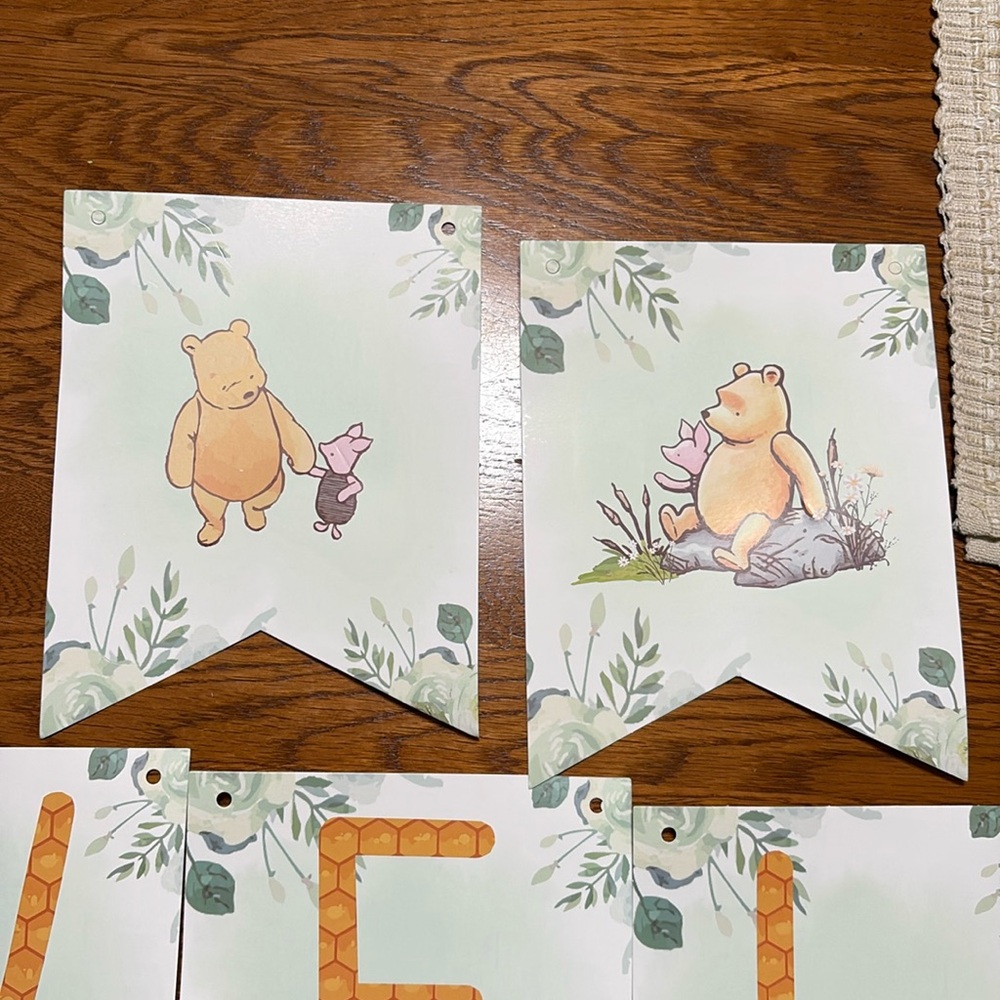 Welcome Oh Baby Winnie the Pooh Banner with Orange Letters